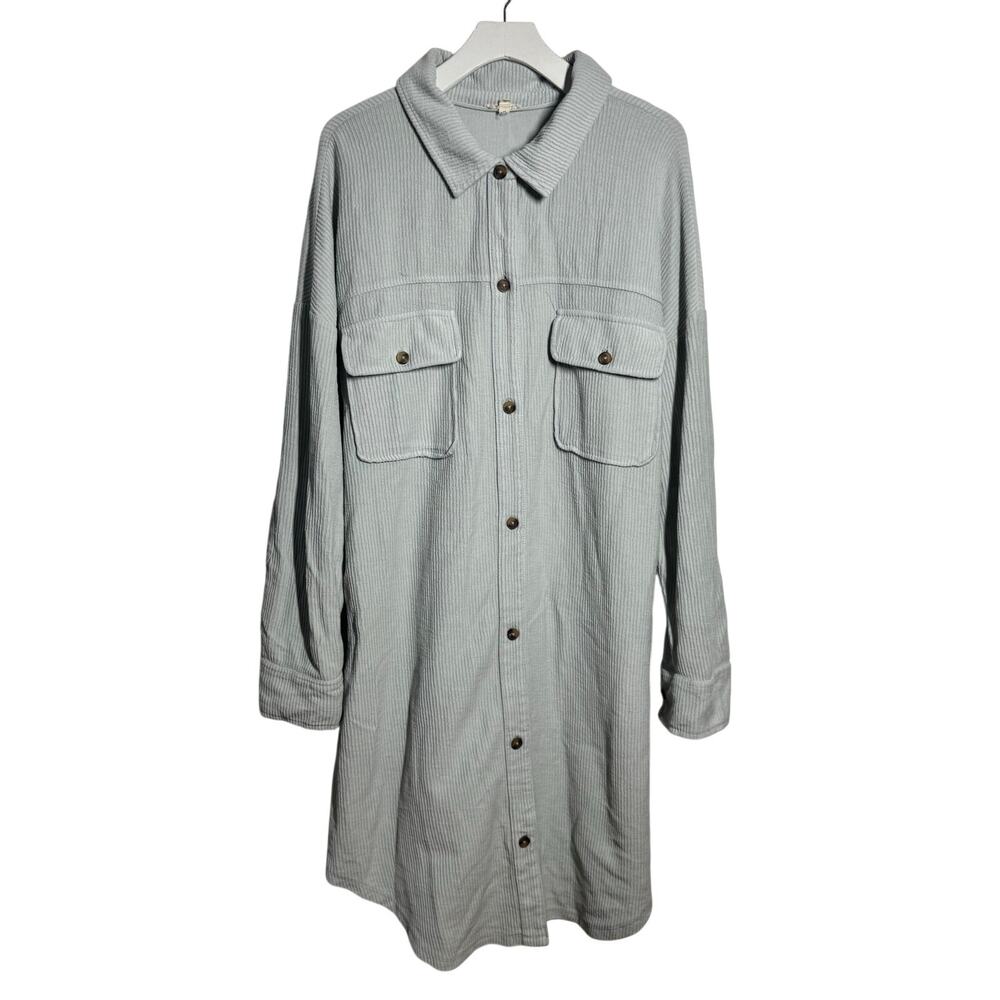 PILCRO DUSTER SHACKET Jacket Women XL Light Seafoam Green/Blue Minimal Cabincore